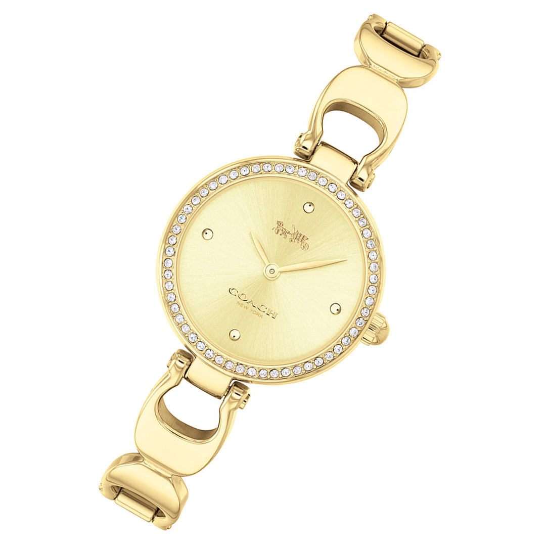 Coach Park Diamonds Gold Dial Gold Steel Strap Watch for Women - 14503171