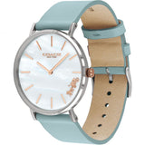 Coach Perry Mother of Pearl White Dial Blue Leather Strap Watch for Women - 14503271