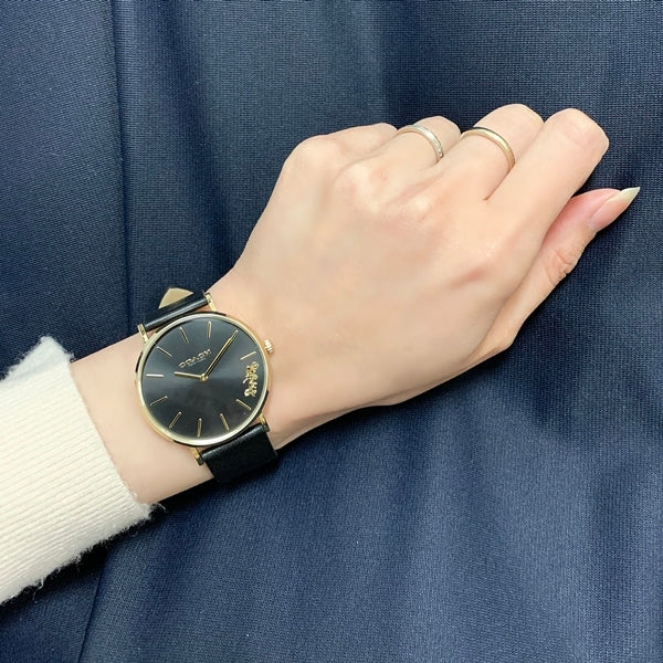  Shop Authentic Coach Perry Black Dial Black Leather Strap Watch for Women - 14503333 - Luxxuri