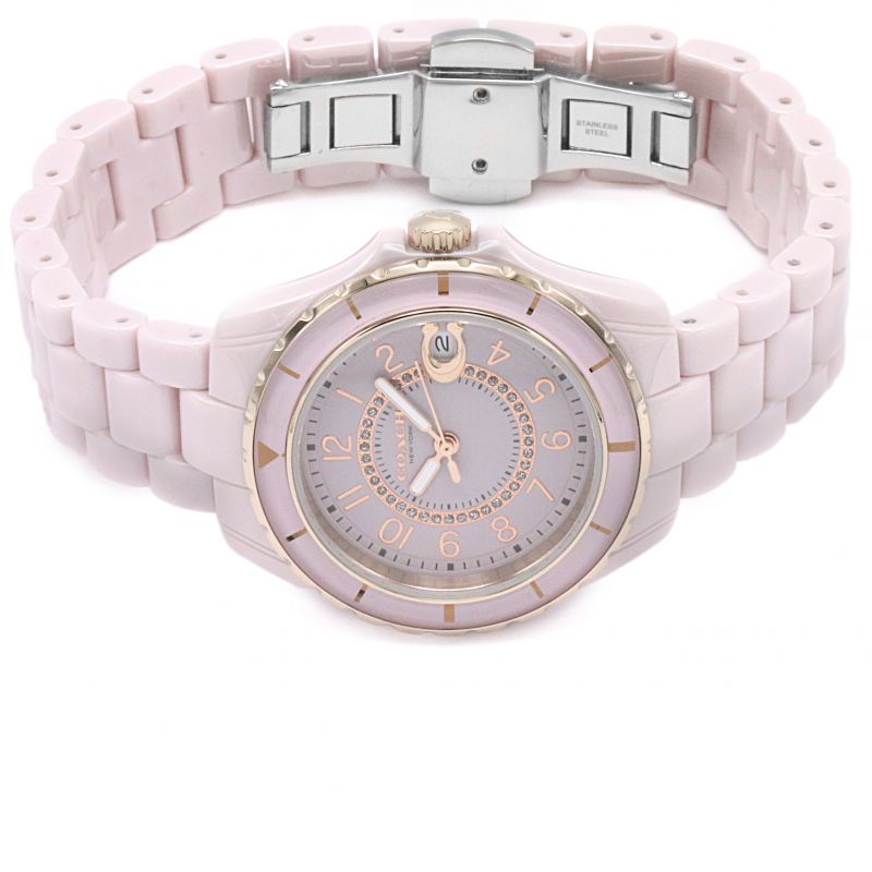 Coach Preston Pink Dial Pink Steel Strap Watch for Women - 14503463
