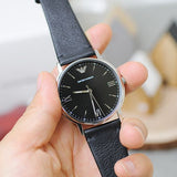 Shop Authentic Emporio Armani Kappa Analog Quartz Black Dial Black Leather Strap Watch For Men - AR11013 - Luxxuri