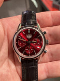  Shop Authentic Tag Heuer Carrera Automatic Chronograph Red Dial Black Leather Strap Watch for Men - CBK221G.FC6479 - Luxxuri