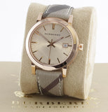  Shop Authentic Burberry The City Rose Gold Dial Brown Leather Strap Watch for Women - BU9040 - Luxxuri
