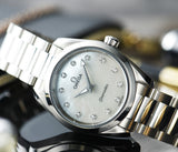  Shop Authentic Omega Seamaster Aqua Terra Quartz Diamonds Mother of Pearl Dial Silver Steel Strap Watch for Women - 220.10.28.60.55.001 - Luxxuri