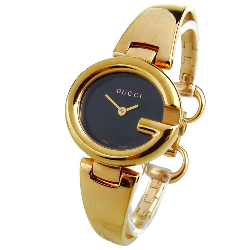  Shop Authentic Gucci Guccissima Collection Quartz Black Dial Rose Gold Steel Strap Watch For Women - YA134509 - Luxxuri