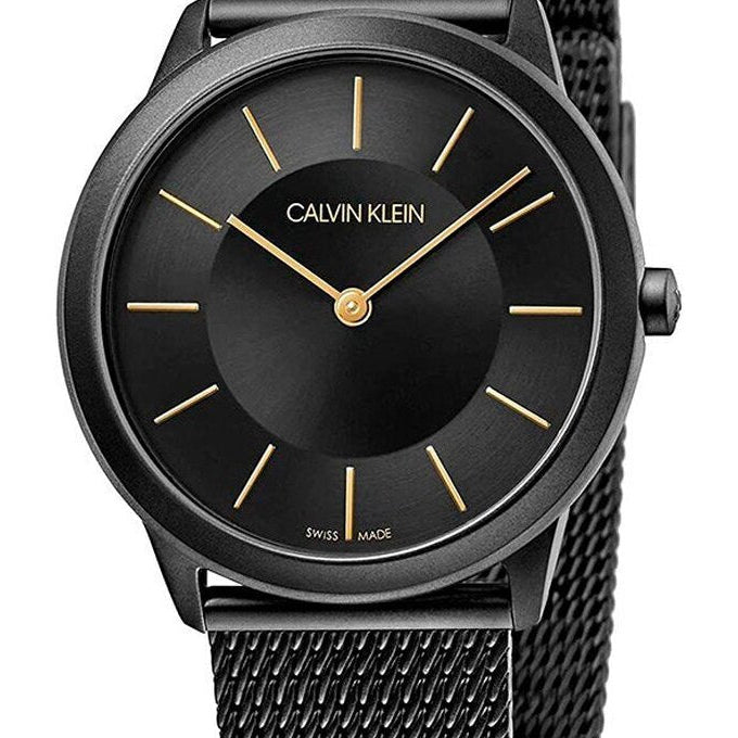  Shop Authentic Calvin Klein Minimal Black Dial Black Steel Strap Watch For Men - K3M524Z1 - Luxxuri