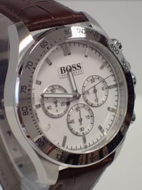  Shop Authentic Hugo Boss Ikon White Dial Brown Leather Strap Watch for Men - 1513175 - Luxxuri