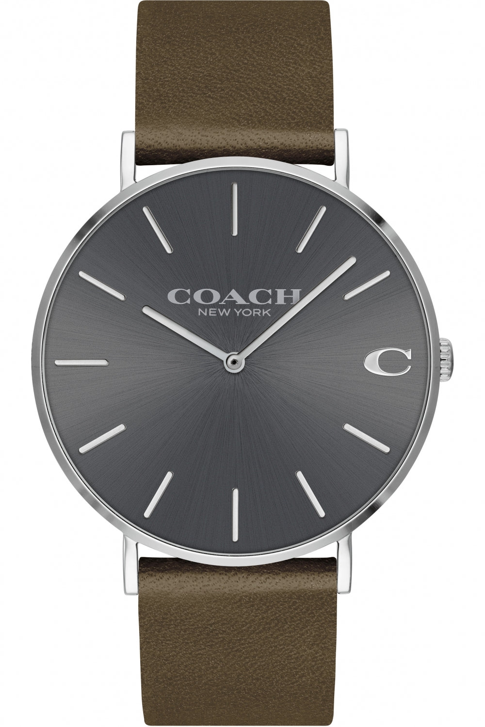 Coach Charles Grey Dial Brown Leather Strap Watch for Men - 14602153