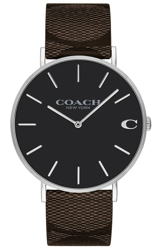Coach Charles Black Dial Brown Leather Strap Watch for Women - 14602156