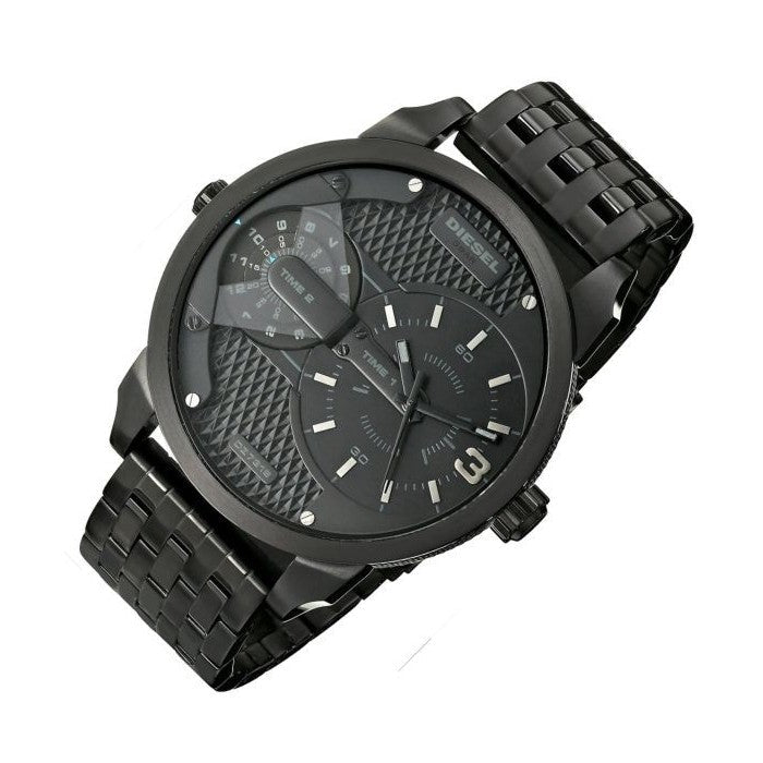  Shop Authentic Diesel Mini Daddy Dual Time Black Dial Black Stainless Steel Strap Watch For Men - DZ7316 - Luxxuri