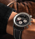  Shop Authentic Breitling Navitimer Automatic 38mm Black Dial Black Leather Strap Mens Watch - A17325241B1P1 - Luxxuri
