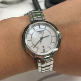  Shop Authentic Tissot T Lady Flamingo Mother of Pearl White Dial Silver Steel Strap Watch For Women - T094.210.11.111.00 - Luxxuri