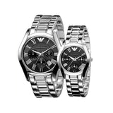  Shop Authentic Emporio Armani Velente Chronograph Black Dial Silver Steel Strap Watch For Women - AR0674 - Luxxuri