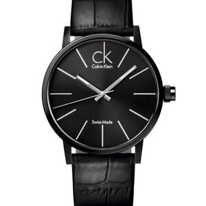  Shop Authentic Calvin Klein Post Minimal Black Dial Black Leather Strap Watch for Men - K7621401 - Luxxuri
