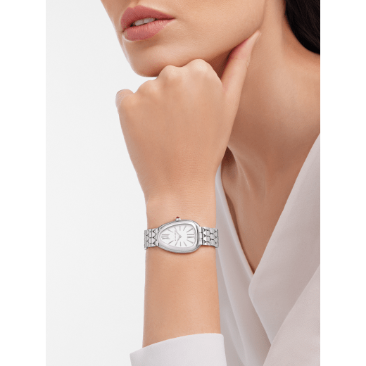  Shop Authentic Bvlgari Serpenti Seduttori Quartz White Dial Silver Steel Strap Watch for Women - SERPENTI103141 - Luxxuri