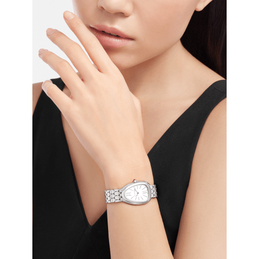  Shop Authentic Bvlgari Serpenti Seduttori Quartz White Dial Silver Steel Strap Watch for Women - SERPENTI103141 - Luxxuri