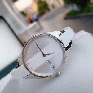  Shop Authentic Calvin Klein Rebel White Dial White Leather Strap Watch for Women - K8P231L6 - Luxxuri