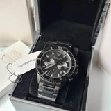  Shop Authentic Emporio Armani Diver Chronograph Black Dial Black Steel Strap Watch For Men - AR11363 - Luxxuri