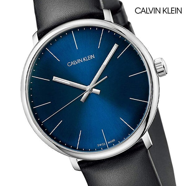  Shop Authentic Calvin Klein High Noon Quartz Blue Dial Black Leather Strap Watch for Men - K8M211CN - Luxxuri