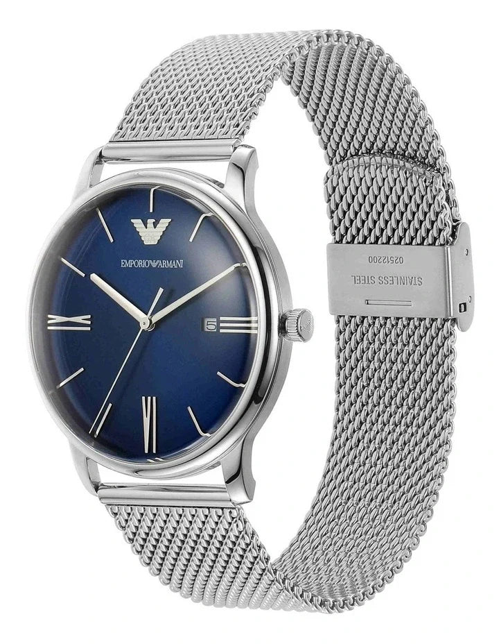  Shop Authentic Emporio Armani Minimalist Quartz Blue Dial Silver Steel Strap Watch For Men - AR11571 - Luxxuri