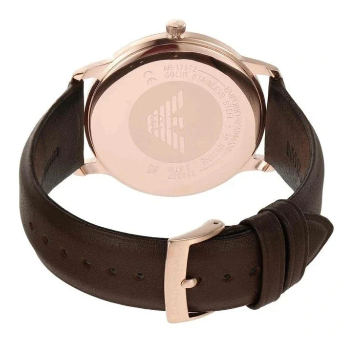  Shop Authentic Emporio Armani Minimalist Quartz White Dial Brown Leather Strap Watch For Men - AR11572 - Luxxuri