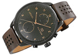  Shop Authentic Tommy Hilfiger Chase Quartz Black Dial Brown Leather Strap Watch for Men - 1791577 - Luxxuri