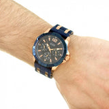  Shop Authentic Guess Oasis Blue Dial Blue & Rose Gold Stainless Steel Strap Watch For Men - W0366G4 - Luxxuri
