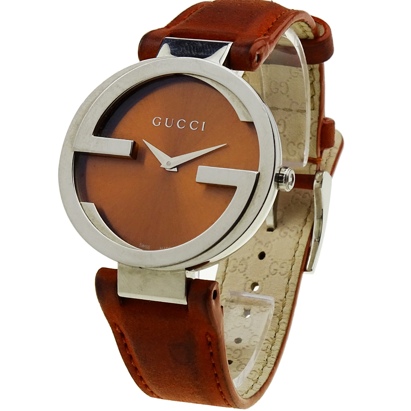  Shop Authentic Gucci Interlocking G Brown Dial Brown Leather Strap Watch For Men - YA133319 - Luxxuri
