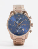 Shop Authentic Hugo Boss Skymaster Blue Dial Brown Steel Strap Watch for Men - 1513788 - Luxxuri