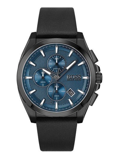  Shop Authentic Hugo Boss Grandmaster Blue Dial Black Leather Strap Watch for Men - 1513883 - Luxxuri