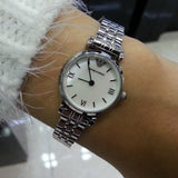  Shop Authentic Emporio Armani Gianni T Bar Mother of Pearl Dial Silver Steel Strap Watch For Women - AR1688 - Luxxuri