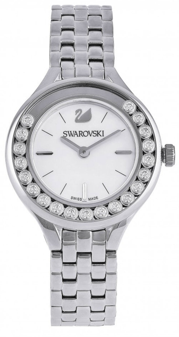  Shop Authentic Swarovski Lovely Crystals Mini White Dial Silver Steel Strap Watch for Women - 5242901 - Luxxuri