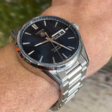  Shop Authentic Tag Heuer Carrera Calibre 5 Automatic Black Dial Silver Steel Strap Watch for Men - WAR201A.BA0723 - Luxxuri