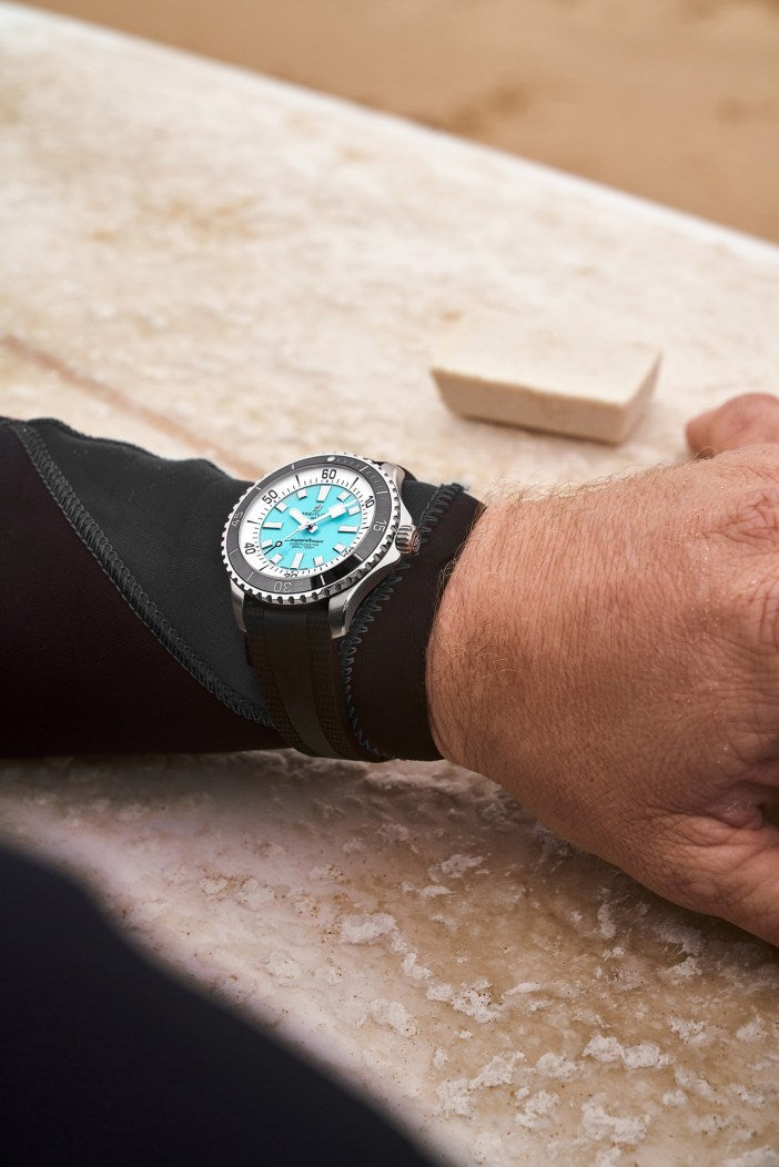  Shop Authentic Breitling Superocean Automatic 44 Turquoise Dial Black Rubber Strap Watch for Men - A17376211L2S1 - Luxxuri