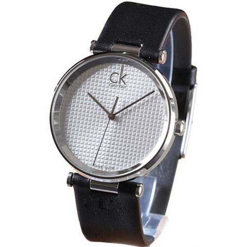  Shop Authentic Calvin Klein Sight Silver Dial Black Leather Strap Watch for Men - K1S21120 - Luxxuri