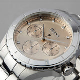  Shop Authentic Hugo Boss Premiere Rose Gold Dial Silver Steel Strap Watch for Women - 1502444 - Luxxuri