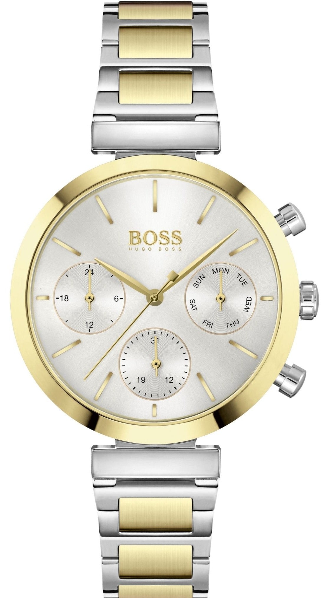  Shop Authentic Hugo Boss Flawless Silver Dial Two Tone Steel Strap Watch for Women - 1502550 - Luxxuri