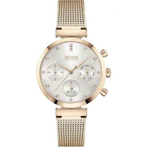  Shop Authentic Hugo Boss Flawless White Dial Gold Mesh Bracelet Watch for Women - 1502553 - Luxxuri
