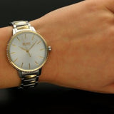 Shop Authentic Hugo Boss Signature Silver Dial Two Tone Steel Strap Watch for Women - 1502568 - Luxxuri