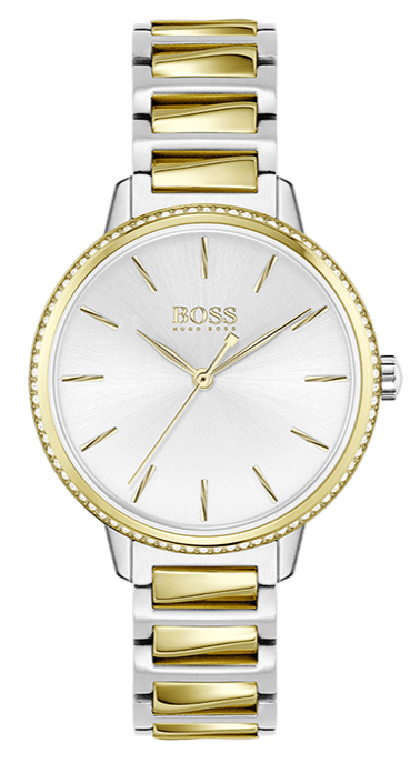  Shop Authentic Hugo Boss Signature Silver Dial Two Tone Steel Strap Watch for Women - 1502568 - Luxxuri