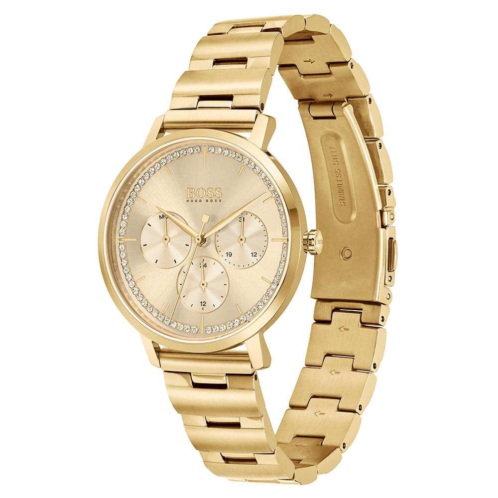  Shop Authentic Hugo Boss Prima Gold Dial Gold Steel Strap Watch for Women - 1502572 - Luxxuri