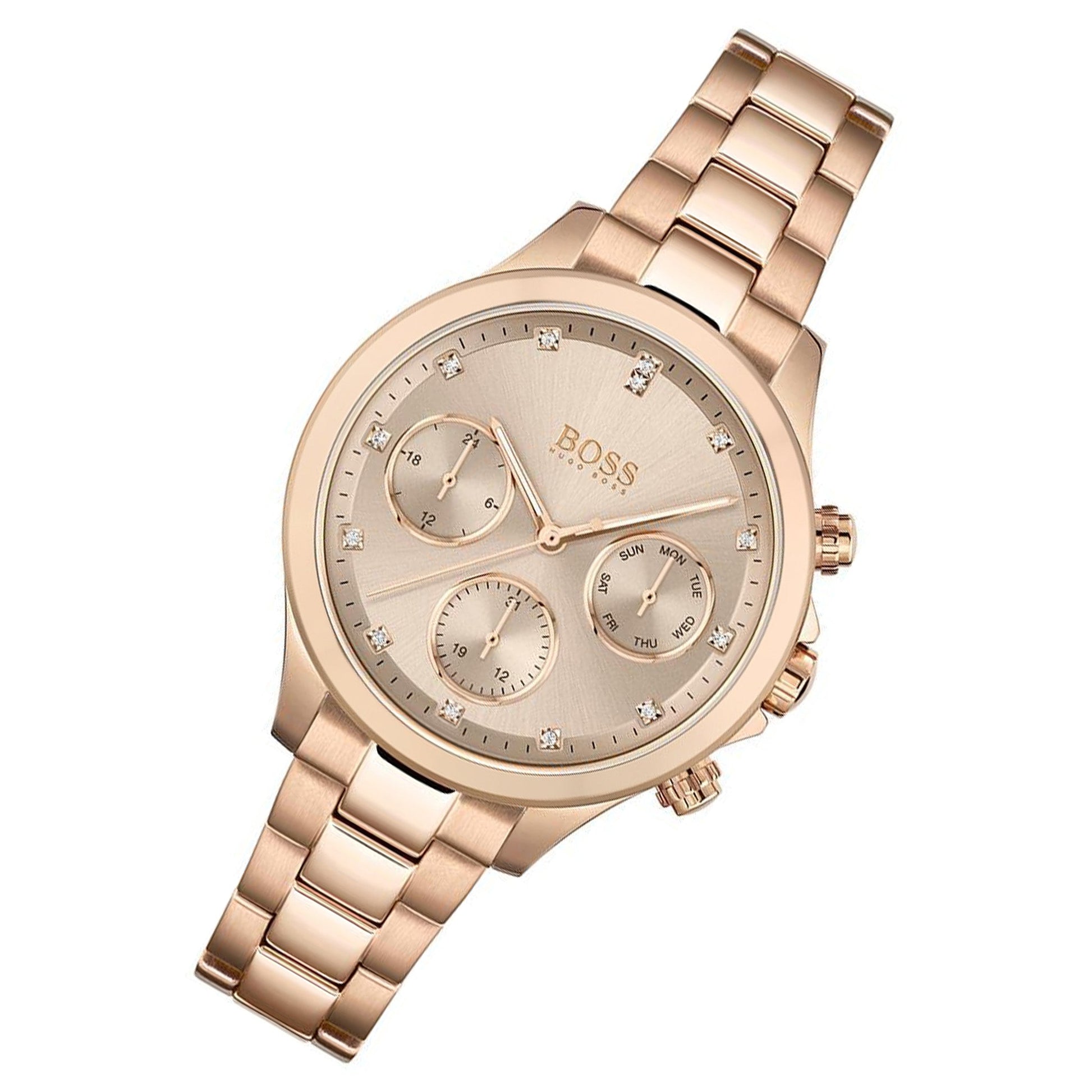 Hugo Boss Carnation Gold Dial Gold Steel Strap Watch for Women - 1502592
