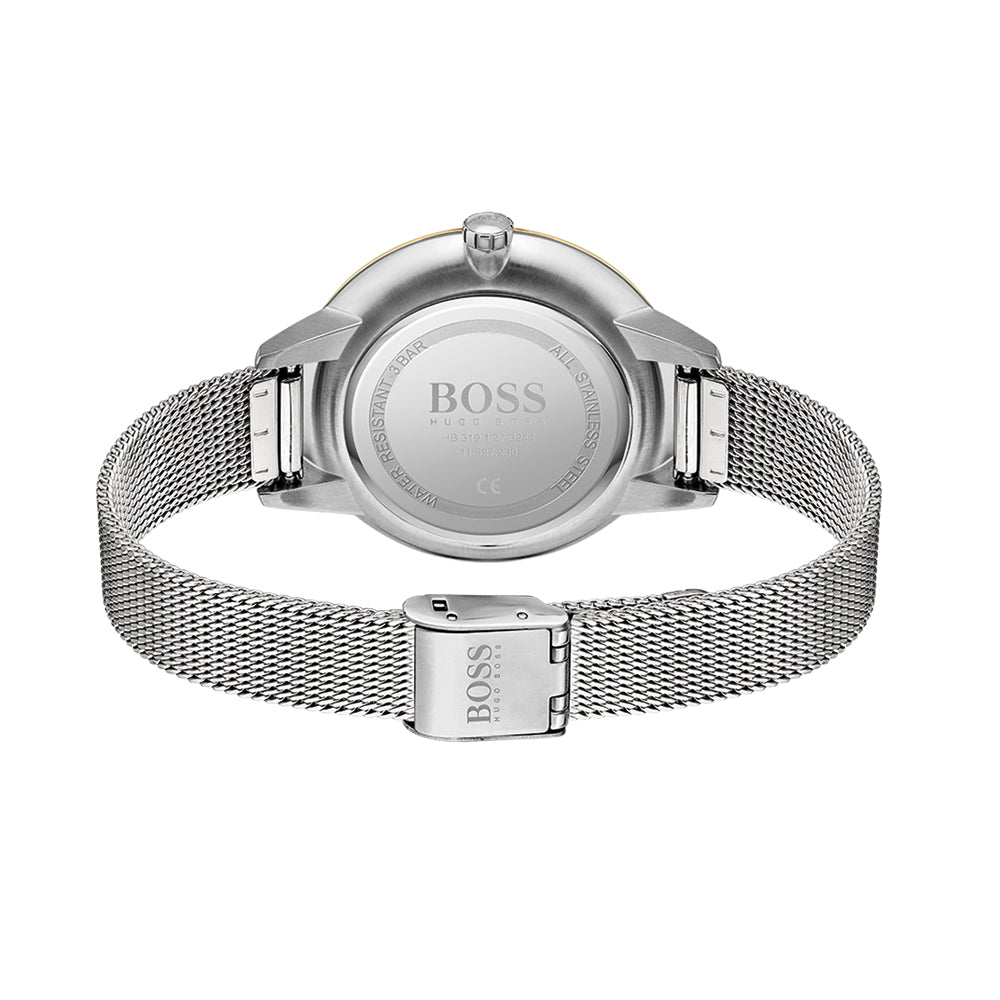  Shop Authentic Hugo Boss Symphony Gold Dial Silver Mesh Bracelet Watch for Women - 1502600 - Luxxuri