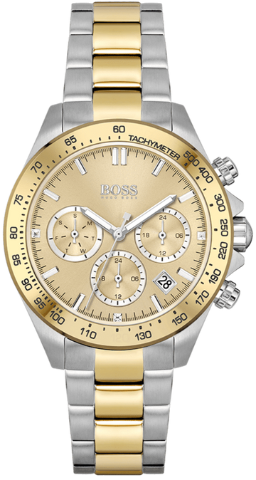 Hugo Boss Novia Gold Dial Two Tone Steel Strap Watch for Women - 1502618