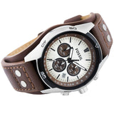  Shop Authentic Fossil Coachman Chronograph Silver Dial Brown Leather Strap Watch for Men - CH2565 - Luxxuri