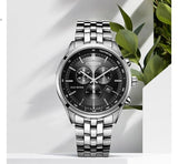 Shop Authentic Citizen Eco Drive Chronograph Black Dial Silver Steel Strap Watch For Men - AT2140-55E - Luxxuri