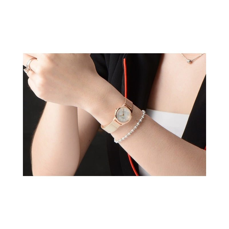  Shop Authentic Calvin Klein Minimal White Dial Rose Gold Mesh Bracelet Watch for Women - K3M23626 - Luxxuri