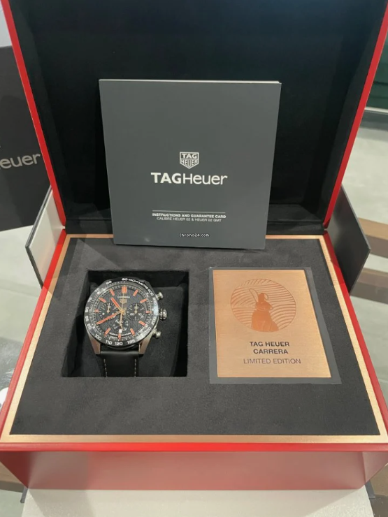  Shop Authentic Tag Heuer Carrera Year of The Rabbit Automatic Chronograph Black Dial Black Leather Strap Watch for Men - CBN2A1L.FC6521 - Luxxuri