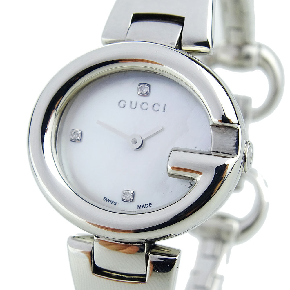  Shop Authentic Gucci Guccissima Diamonds Mother of Pearl Dial Silver Steel Strap Watch For Women - YA134504 - Luxxuri