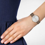  Shop Authentic Emporio Armani Classic Analog Silver Dial Brown Leather Strap Watch For Women - AR8040 - Luxxuri